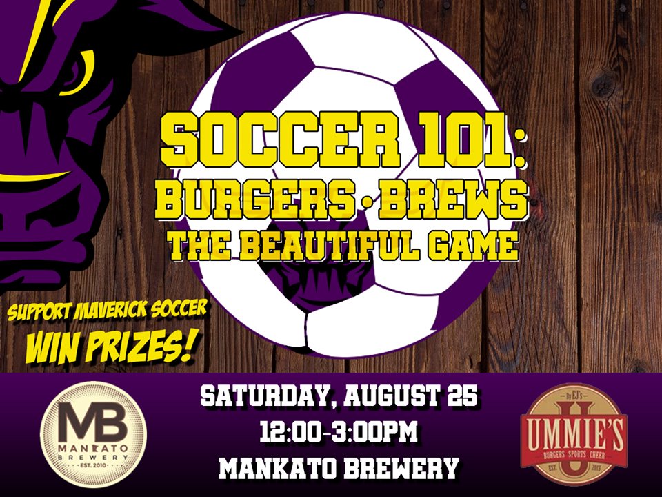 MinnStSoccer's tweet photo. We are now just one week away from our 1st ever season kick-off event! 
Saturday August 25 from 12-3pm, in conjunction with @ummiesbar &amp; @MankatoBrewery,  meet the team, participate in soccer contests, and much more! Food will also be available for purchase. ⚽️🍔😈 https://t.co/MZ92qKJFwK