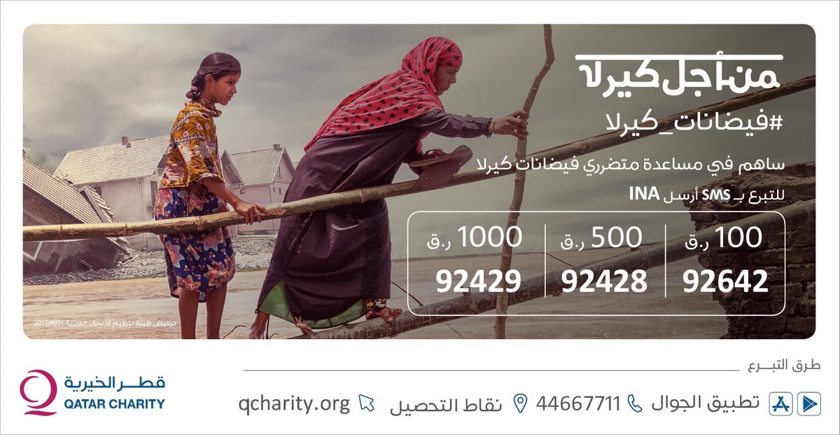 .<a href="/qcharity/">Qatar Charity | قطر الخيرية</a> is actively helping the ones suffering in #Kerala. Your contribution is just a text away. Please show your support and contribute.

Here’s the link for online pay: qcharity.org/en/qa/campaign… 

#KeralaFloods  
#KeralaRainsHelp