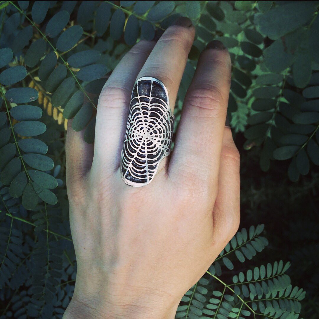 Sterling Silver Spider Web Cuff Ring by Jamie Spinello. $36 on Etsy. tinyurl.com/yd3blqs5