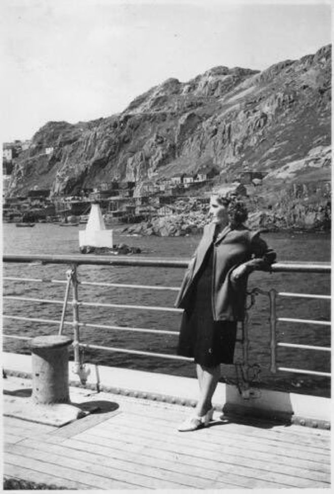 Young woman standing on deck, c.1939. Photo by Gustav Anderson.