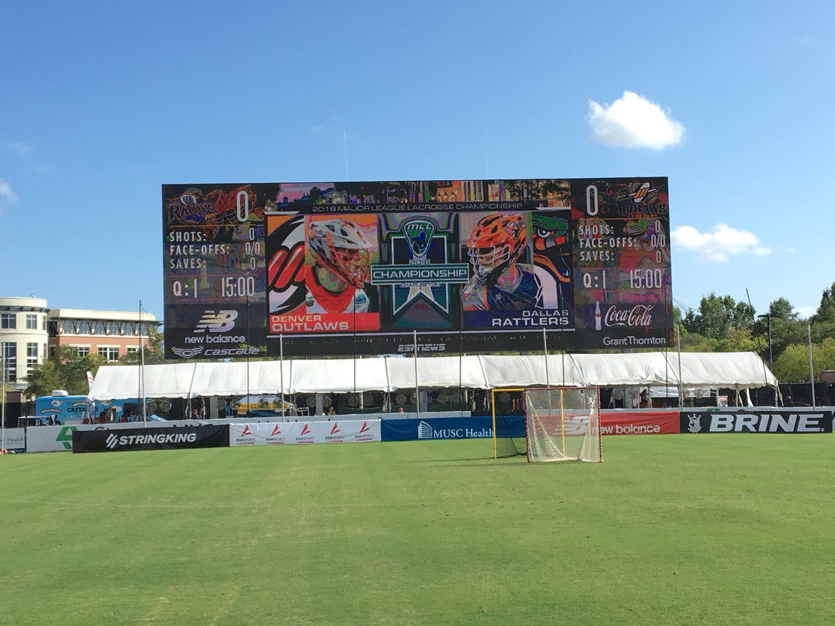 View from midfield ahead of tonight’s <a href="/MLL_Lacrosse/">Major League Lacrosse🥍</a> Championship from <a href="/MUSC_Stadium/">MUSC Health Stadium</a> in <a href="/CityCharleston/">City of Charleston</a>  7pm on <a href="/espn/">ESPN</a> NEWS <a href="/RattlersLax/">Dallas Rattlers</a> vs <a href="/DenverOutlaws/">Denver Outlaws</a>