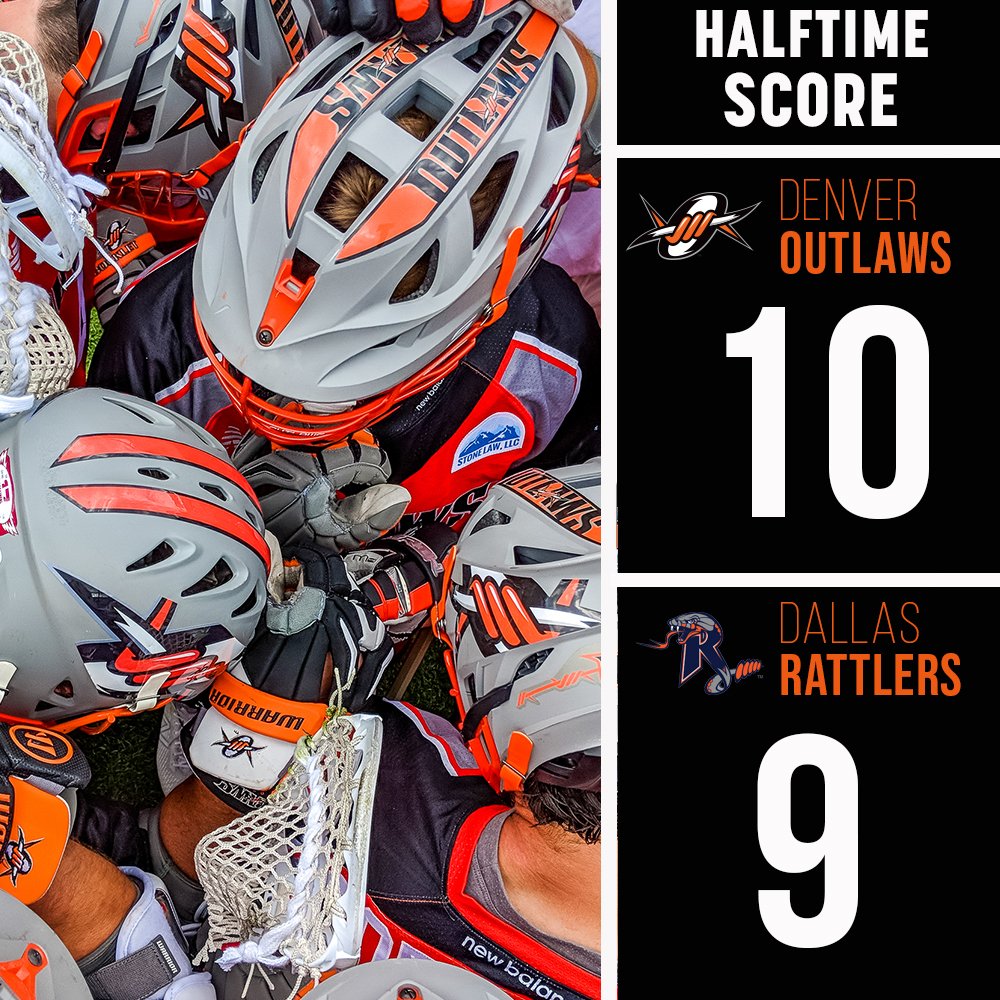 Outlaws lead at the half. 

Currier - 2G, 1A
Kavanagh - 2G, 4A
Schlosser - 2G, 0A