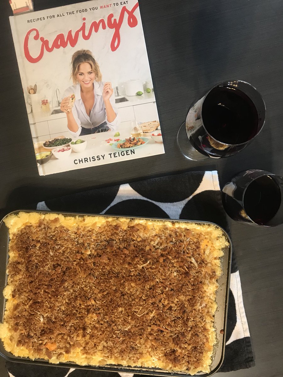 lyssblanchard's tweet photo. So we voted and @chrissyteigen Mac and cheese is way better than @johnlegend   We didn’t even need to try his. #teamchrissy #stilldrooling #somuchcheese #cravings https://t.co/lUdoI1UrLH