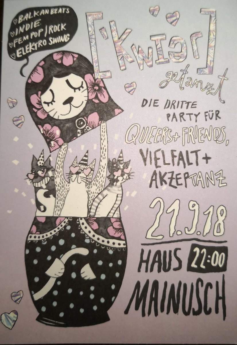 acolnagodv's tweet photo. Am 21.9.18 veranstalten wir im #HausMainusch #Mainz eine Party für #queers and #friends: #kwiergetanzt :) https://t.co/12pr7tYaTv