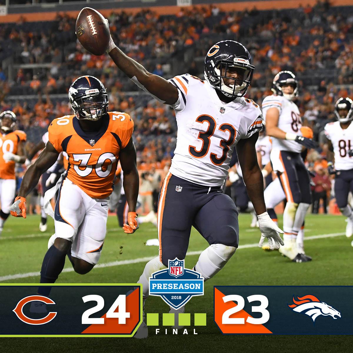 NFL's tweet photo. FINAL: The @ChicagoBears WIN! #CHIvsDEN #NFLPreseason https://t.co/iV9x85D7a9