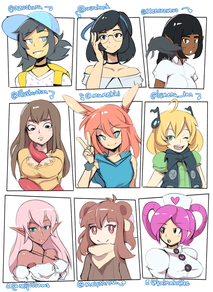 took me a while but finally did this set of mutuals' ocs! might do some more eventually
