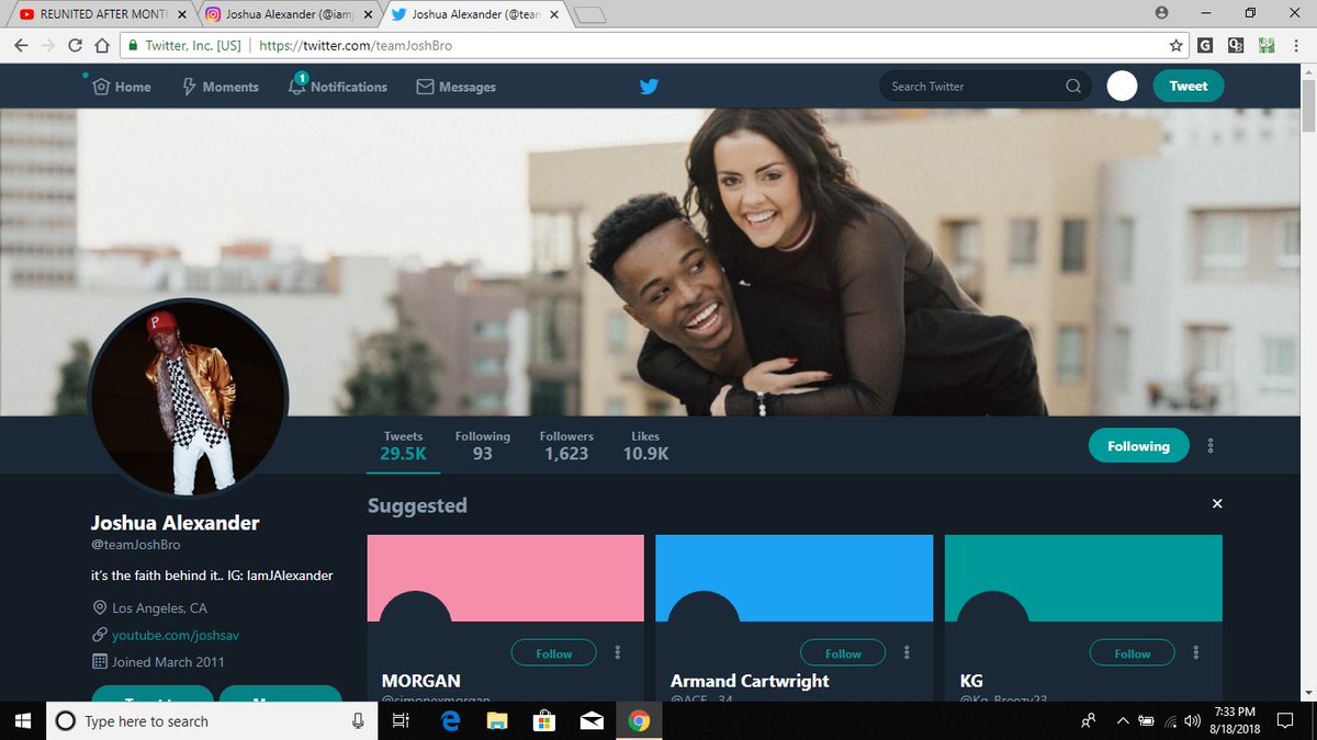 BobWalkerWilson's tweet photo. @teamJoshBro @savannahtimeus I'm subscribed, have post-notifications on, and following both of you on twitter and instagram. Congrats on 100k subscribers https://t.co/AI0c06abH7