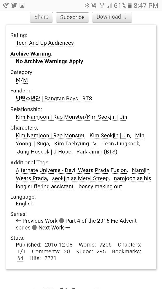 A Holiday Bonus by cute_nerds• namjoon is jin's suffering assistant• really funny • joon is literally the only one who can handle jin• yoongi is just perfect  https://archiveofourown.org/works/8790688 