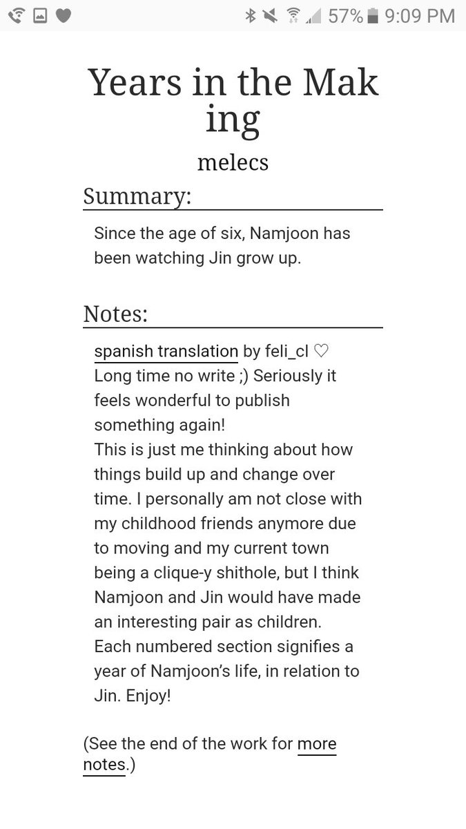 Years in the Making by melecs• childhood au• cute but with a little angst• namjin watch each other grow up• piningggg https://archiveofourown.org/works/11052120 