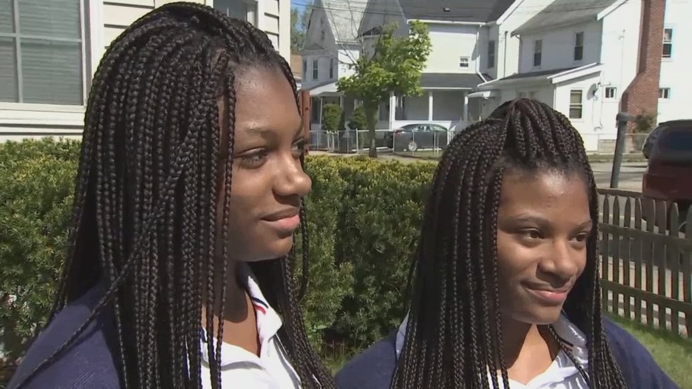 And pictured below are students recently threatened with punishment by their schools for "violating dress codes." Three of them are literally just wearing their hair as it grows from their heads; the other two have simple box braids.