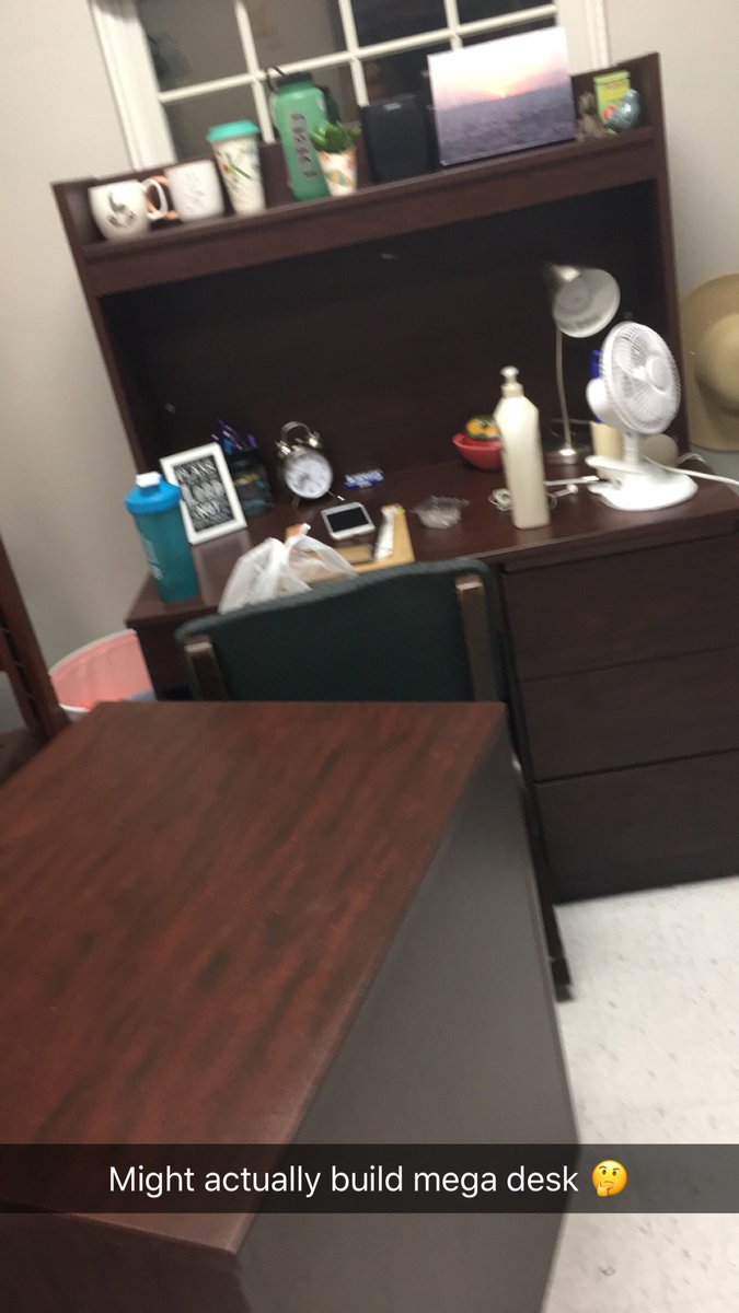 angeline_minton's tweet photo. Mega Desk might actually be happening #collegelife #TheOffice https://t.co/hJd1OrwIHi