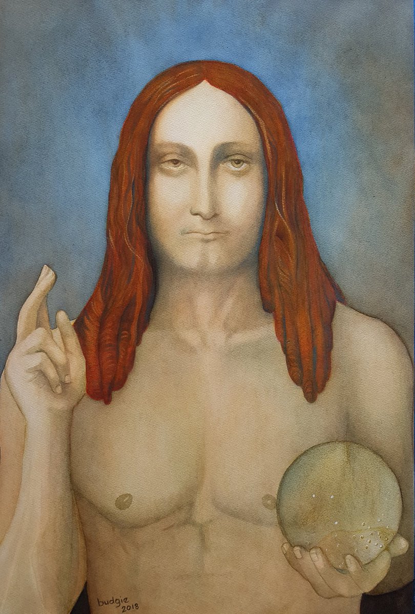 birdiebits's tweet photo. Attribution. #watercolour. I had fun with this painting. Inspired by the debate around Salvator Mundi and its attribution to Leonardo da Vinci - for some, a case of The Emperor's New Clothes 🤔. Have a happy day everyone. Thank you for the likes and RTs. 😊 https://t.co/xpmktgw3ft