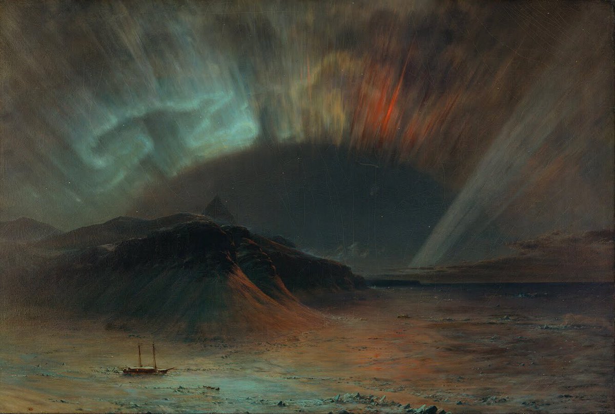 visualmelt's tweet image. “Aurora Borealis” (1865, oil on canvas), by Frederic Edwin Church. #art #painting #visualmelt