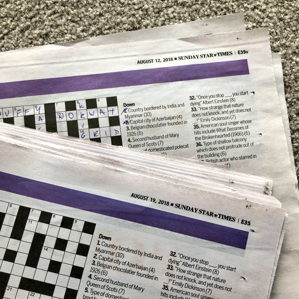leefm's tweet image. Second time in a few months that @SundayStarTimes has repeated the puzzle section in Escape. Only this time it’s two weeks in a row 👎🏽