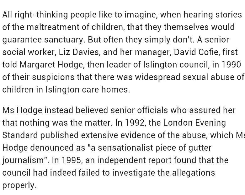 Margaret Hodge chose the words of her 'advisors' over two upright social workers from the coalface. Was her Islington successor Sawyer one of those advisors? The man who was business partner to this the paedophile Mr. Slade?  http://www.times.co.sz/index.php?news=19493