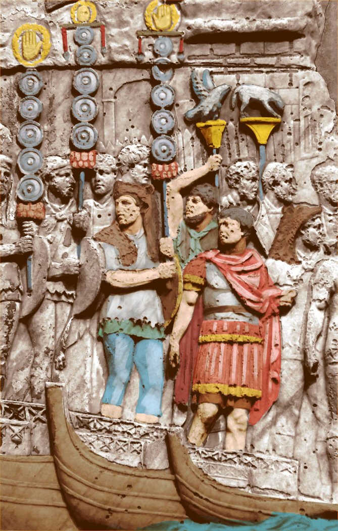 ジェントリ吉田 Spqr 2世紀ローマ帝国の軍団 過去絵の修正と撮影加工編集した写真 帝政時代のローマがかなり栄えていた頃の装備 板金の鎧 ロリカ セグメンタタ が特徴的 一番手前が百人隊長 Centurio 写真は1900年前のレリーフで描く時に参考にした