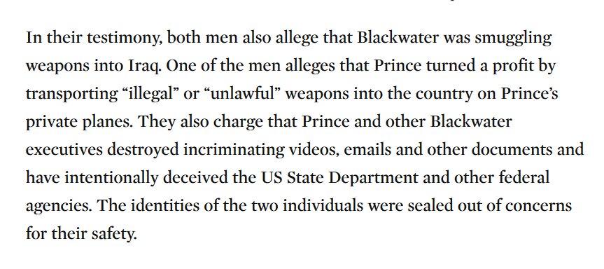 Erik Prince was smuggling illegal weapons into  #Iraq on private planes according to witnesses in federal court case.  #OpDeathEaters  #Dyncorp  #Blackwater  #XE  #Cerberus