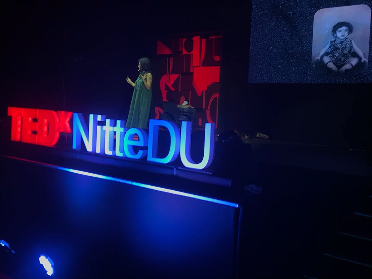 TEDxNitteUni's tweet photo. Childhood experiences helped create her today - @AroonaBhat at #TEDxNitteDU #FIND_YOUR_EXTRAORDINARY https://t.co/Yf841mIRcM
