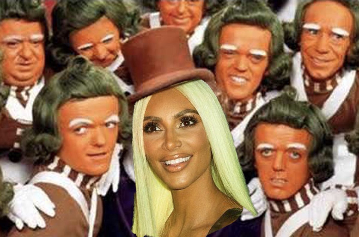 OandJToday's tweet photo. Kimmy Wonka &amp; the Chocolate Factory💚🍫 #KimKardashian https://t.co/RY3FHPMhNB