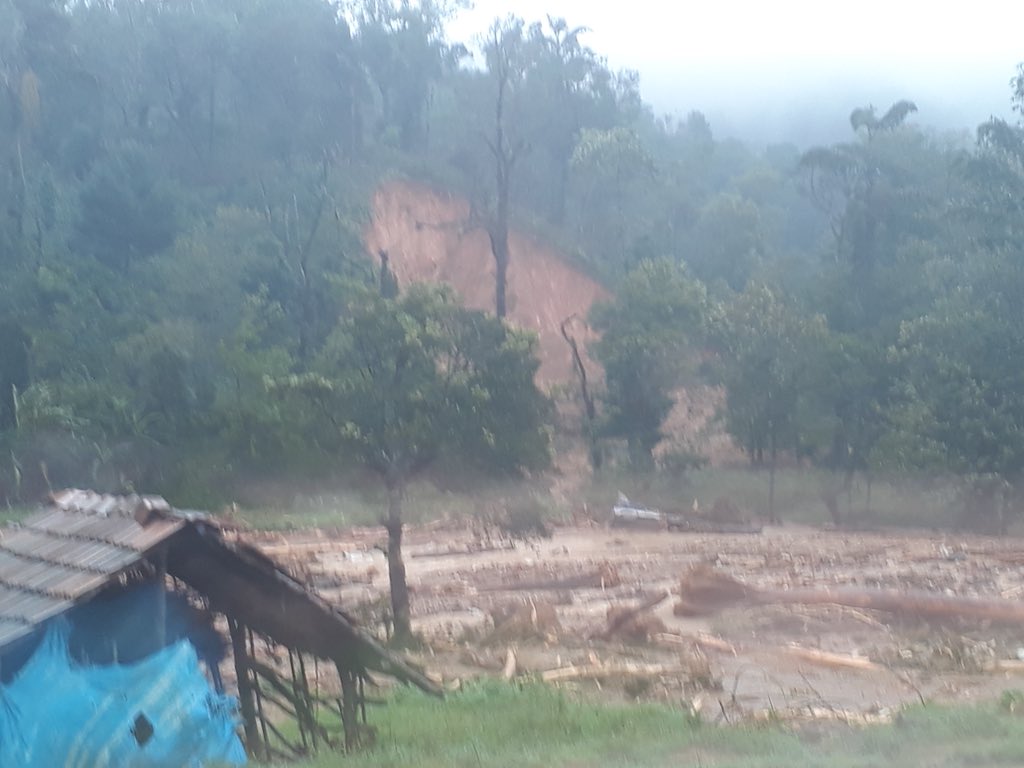 prajna_gr's tweet photo. Kaluru village, that is 13 km from #Madikeri. “The village is still witnessing landslide; 20 people are still stranded there. I trekked through the forests,” Chennapanda Nitin. His family is spread across the district and they are trying to reach other stranded villagers... https://t.co/vshO4ZM5Qr