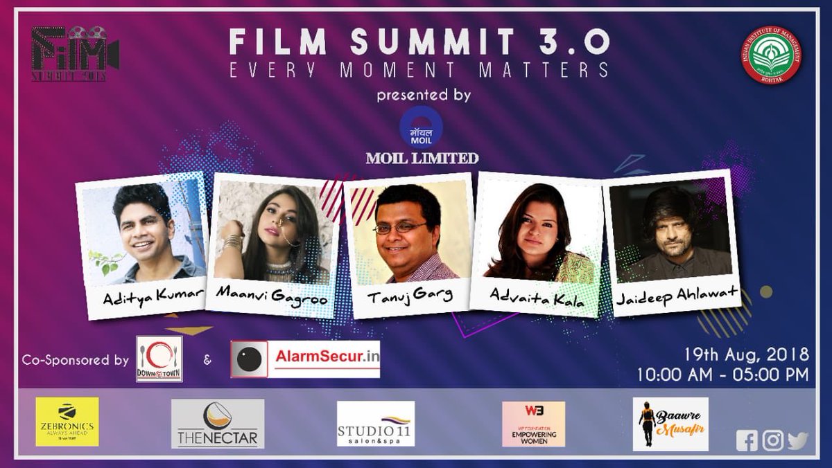 film_summit's tweet photo. The perfect blend of creativity and Management at #FilmSummit3.0 #IIMRohtak #everymomentmatters with @tanuj_garg @Jaiahlawat @maanvigagroo, Aditya Kumar @AdvaitaKala https://t.co/LxHKm6ZWFI