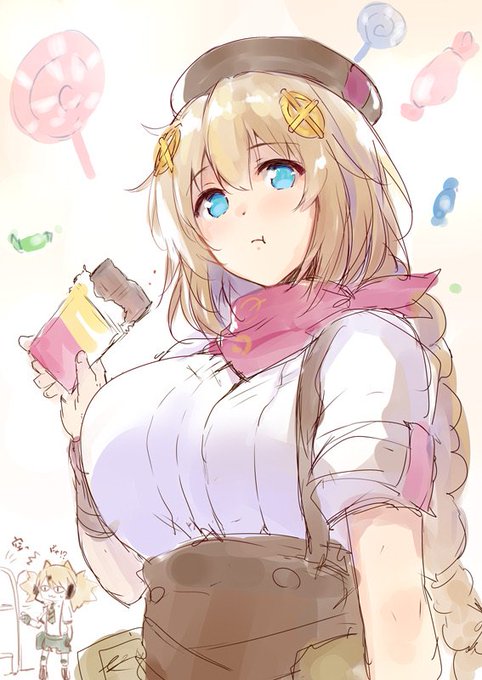 ドルフロに出てくるお菓子大好きなFF FNCがとても可愛いかったので落書き 