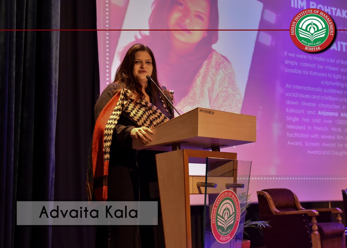 film_summit's tweet photo. Thanks @AdvaitaKala for being part of #FilmSummit3.0 #IIMRohtak and talking about many talents that you have. It has been an honor for us all. https://t.co/ZGfJcF1sDj