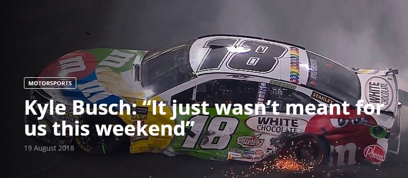 Kyle Busch: “It just wasn’t meant for us this weekend”

#NASCAR #nascarauthentics #nascarhalloffame #nascarkid #nascardriver #nascarhometracks #nascaredition #NascarNation #nascartrucks #NASCARHOFer #nascar2016 #nascarcity #nascarxfinityseries #nascaron itsfreesportstips.com/kyle-busch-it-…