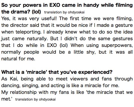ohdyoskai's tweet photo. JAPANESE -> ENGLISH Translation
[180819] Hominis Interview
EXO Approved!? Kai’s special ‘teleportation’ Showcase!
Source: https://t.co/Eg48pyddLv https://t.co/SeykRUOJDT