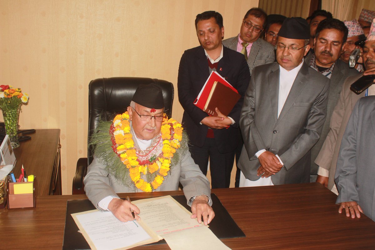 PM_nepal_'s tweet photo. मैले प्रधानमन्त्रीको जिम्मेवारी सम्हालेको आज छ महिना पुग्यो । यसबीच, देशको प्राथमिकता र पारस्परिक सम्मानमा आधारित विदेश ��ीतिको जग बसेको छ, सुशासन र विकासको आधारशीला तयार भएको छ । यसै आधारभूमिमा उभिएर परिणाममा देखिनेगरी समृद्ध नेपाल निर्माणको अभिभारा पूरा गरिनेछ । https://t.co/Y24jRFqIrv