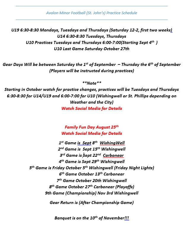 STJ, CBN Practice and Game Schedule...Lets play some football!