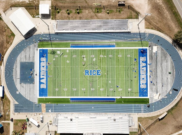 sloan_coach's tweet photo. Getting closer! The turf is almost finished at Veterans Memorial Stadium. 😎🏈😍 #RaiderUP https://t.co/2luSHMyiAQ