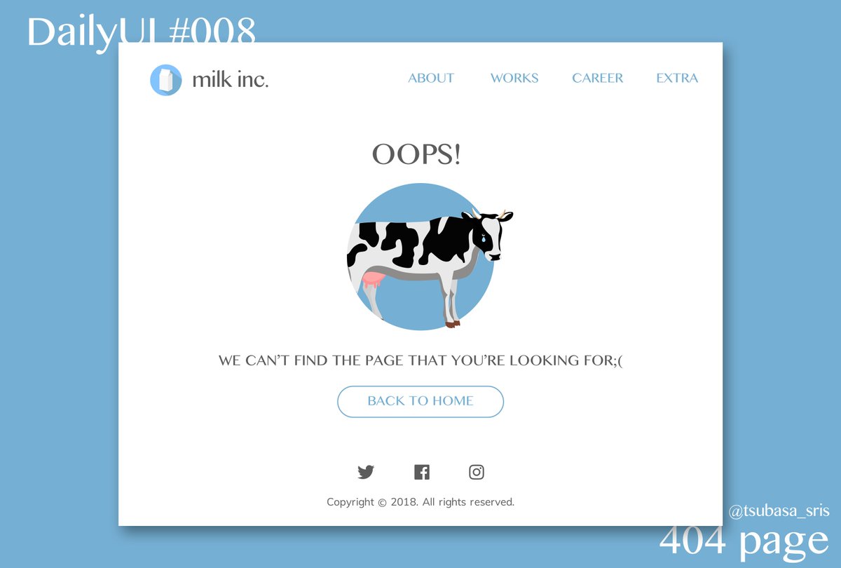 tsubasa_sris's tweet image. Daily UI Challenge その8
404 page

 #DailyUI #008 #DailyUI008