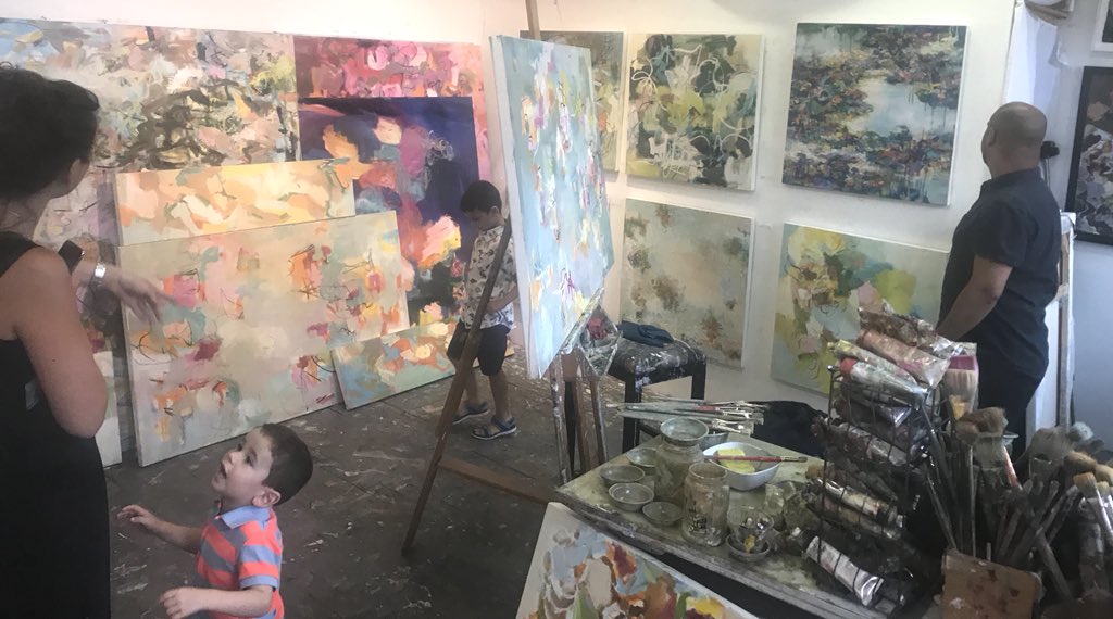 nedretandre's tweet photo. Awesome #studiovisit from young #artcollectors ! Getting ready for 3 shows studio is a bit of a mess!!! Sep. 9th is the first opening. #studio #studiovisitors #abstract #seagrass #inspird #art #bostonartist #bostonart #bostonstudio #boston #contemporaryartist https://t.co/bwZDO8SRb2
