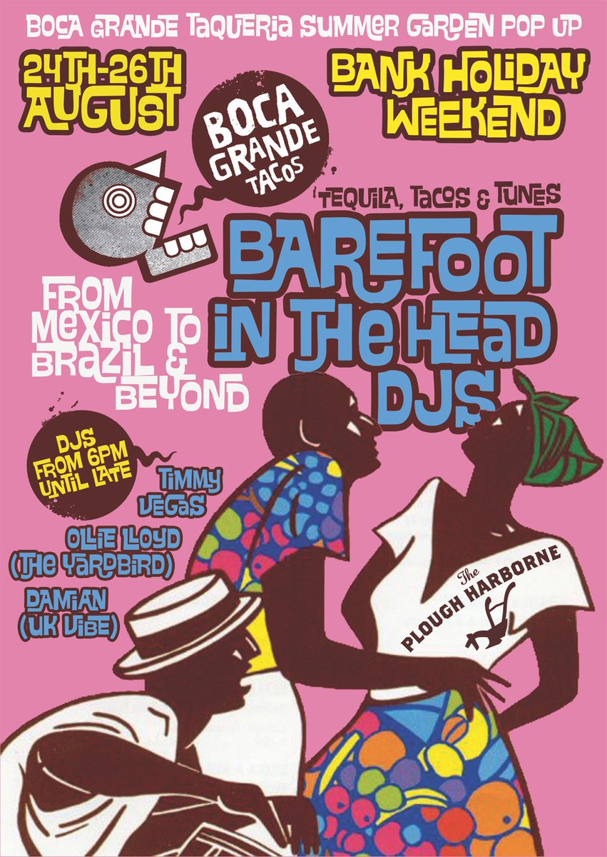 Part 2 YB Bank Holiday Session this Sunday @PloughHarborne packing strictly vinyl funk, Latin and Brazil 45’s from 6:30-10:30pm in their beautiful beergarden. Tequila, tacos &amp; tunes!