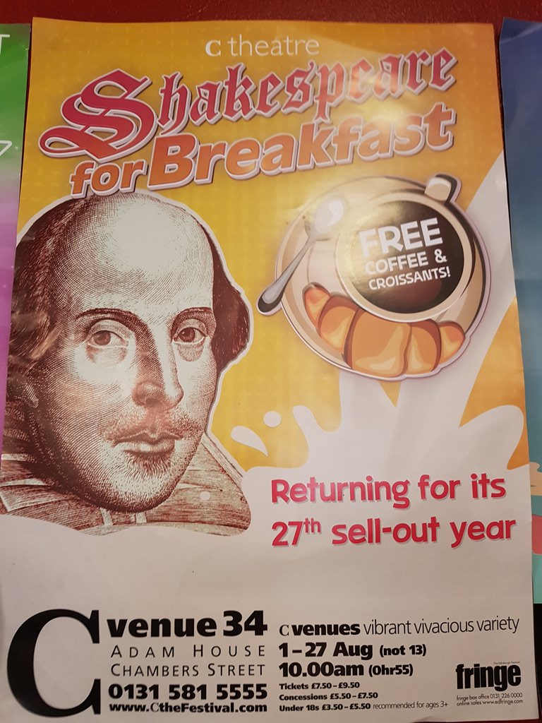 thecomedycrate's tweet photo. What a start to the day! Go see @Shake4Break at 10am if your up in Edinburgh. Great fun!  #shakespeare #breakfast #fringe18 #edfringe https://t.co/EHRt7H1EXL