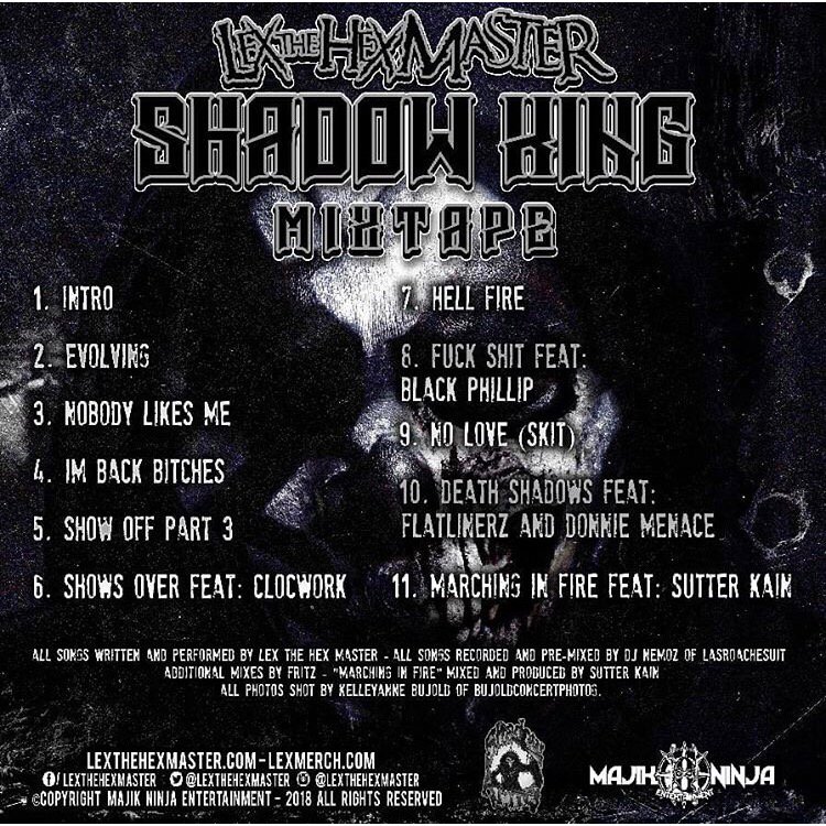 MajikNinjaAust's tweet photo. Check out the track listing for @lexthehexmaster 's #ShadowKing mixtape!!!
Cannot wait for some of that #newnew 🔥🔥🔥
#ShadowArmy #MNE2018 #MajikNinjaentertainment #LexTheHexMaster #Underground #MajikNinjaAustralia https://t.co/Z17oaSXXtL