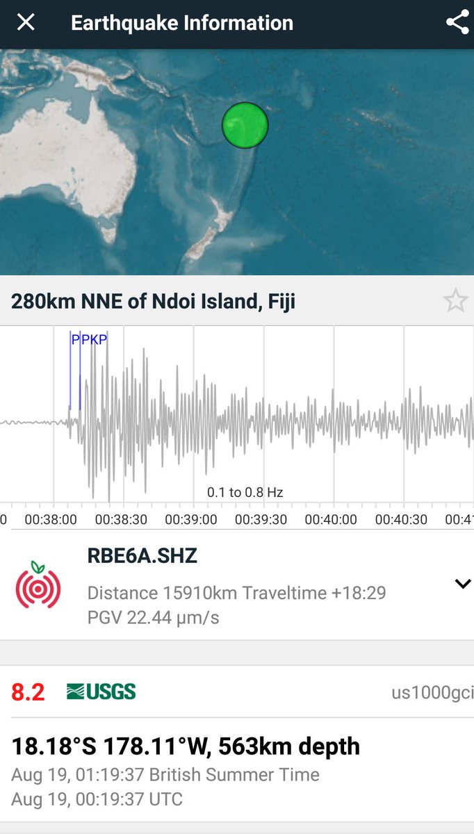 GeoConor's tweet photo. Fiji 8.2 earthquake last night (UK time) is the largest quake so far recorded by #QUBGeog @raspishake seismometer! Deep in a plate subduction zone so no major tsunami warnings given. First waves took 18min to reach #Belfast #geosciences @QUBelfast @geol_soc https://t.co/FVLBBoIAoO