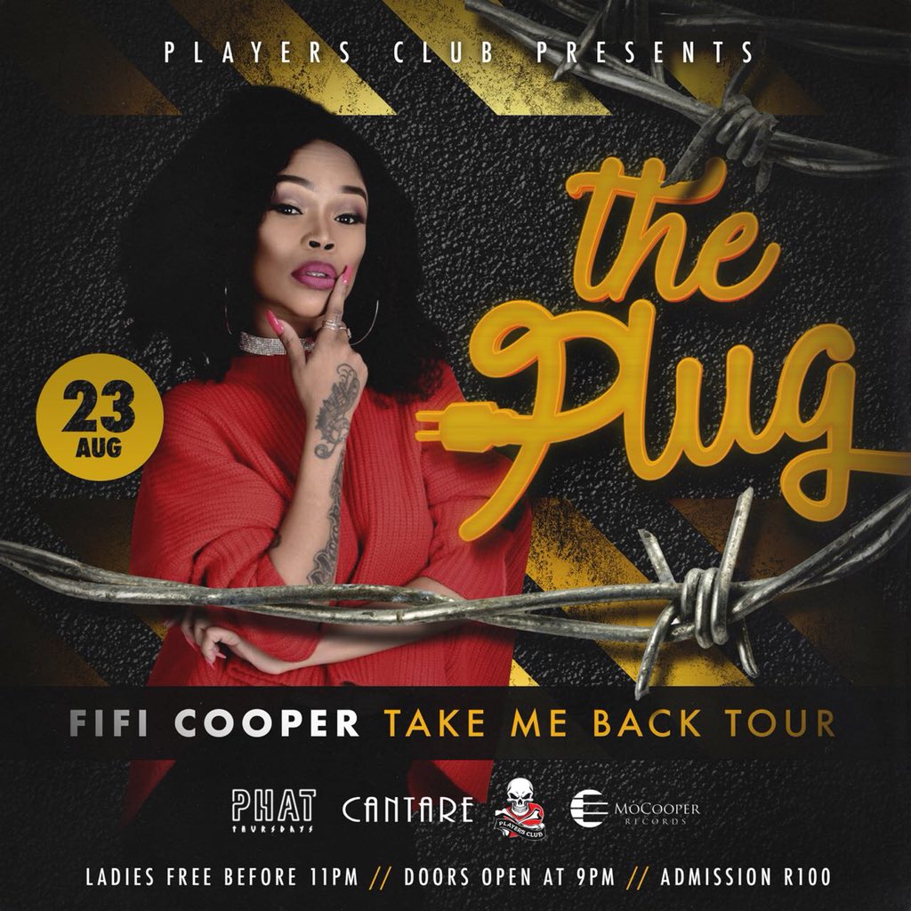 FifiCooperFans's tweet photo. We out at @Cantare_Monte @PlayersClubSA this coming THURSDAY ππ»π #TakeMeBackTour #PhatThursdays #Zwagala #TakeMeBackAlbum Out now!!! https://t.co/33dXTrt73q @MocooperRecords https://t.co/v7cucq4M0T