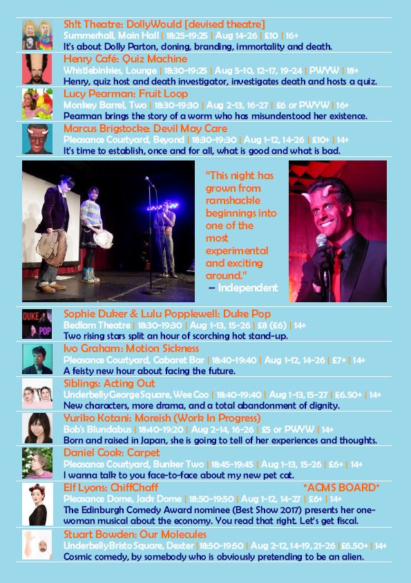 Edinburgh! These are our 6pm show recommendations. 

<a href="/Lucypearman/">lucypea👂🏻🚶🏻‍♂️</a>'s grape adventures!
<a href="/siblings_comedy/">Siblings</a>'s sketch-o-rama!
@elf_lyons's one-woman musical about the economy!
AND MORE!

Do it. G'wan.