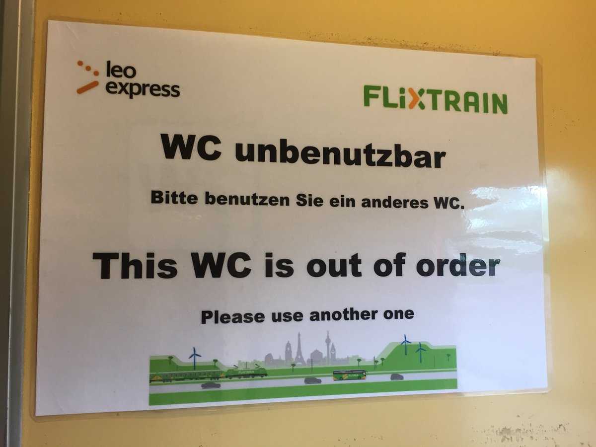 Sabine Neumann على تويتر Liebe Flixtrain Er Und Flixbus Ser Das Konnt Ihr Besser In Den Griff Kriegen Verstopfte Toiletten Weil Fahrgaste Kaffeebecher Und Anderen Mull In Die Zug Toiletten Werfen Sind Viele Verstopft Defekt