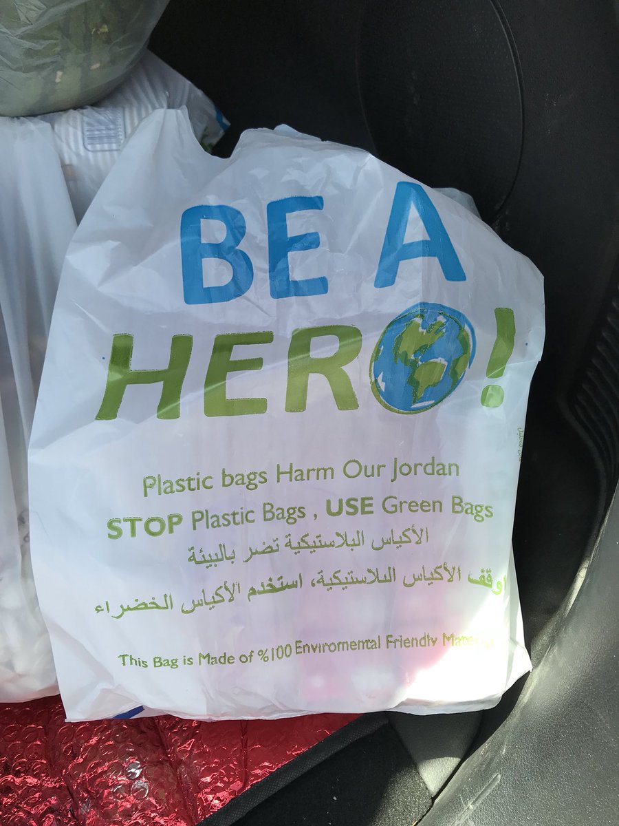 iyadabumoghli's tweet photo. In Jordan, shops have started using decomposable plastic bags. Well done and hope this will be the mainstream not an exception. #BeatPlasticPollution @UNEnvironment #KeepJordanClean https://t.co/CKbyFd1oQU
