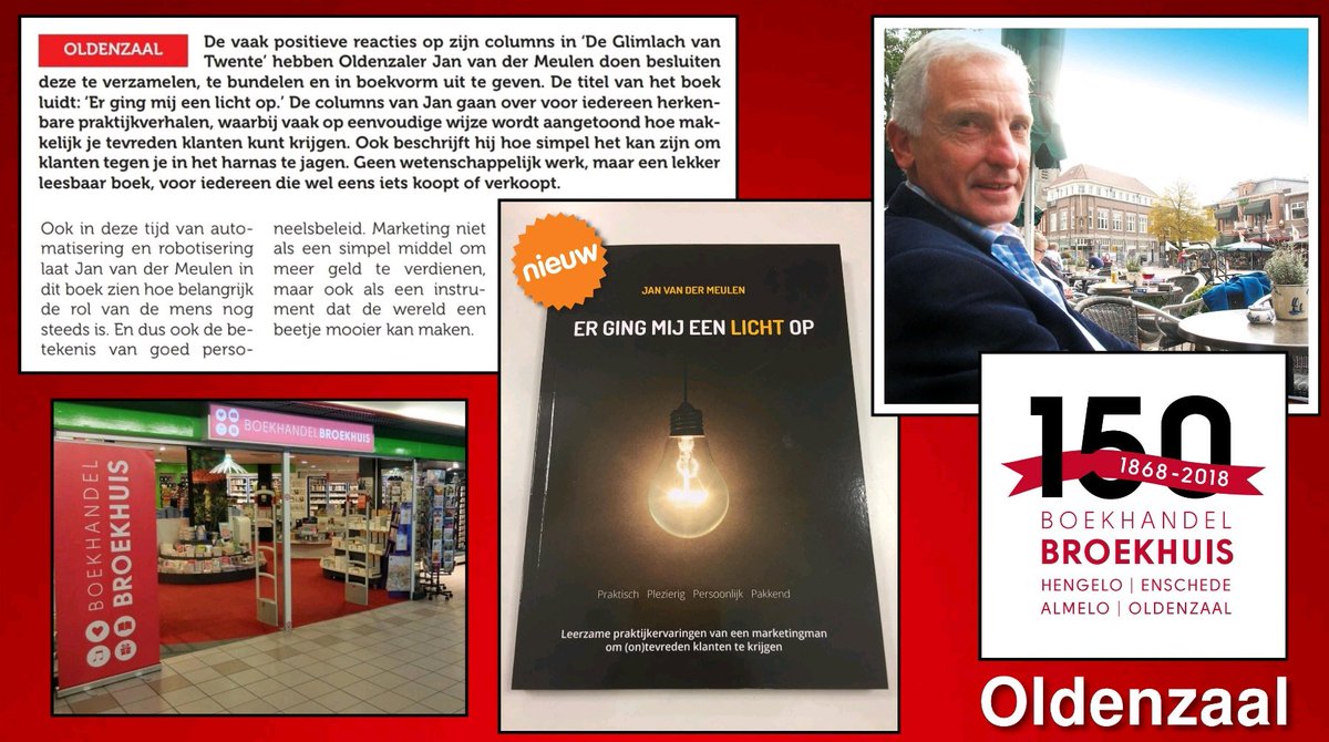 NU TE KOOP IN #OLDENZAAL: Gebundelde columns Jan van der Meulen 

Oldenzaler <a href="/jvd_meulen/">Jan van der Meulen</a> heeft door de vele, vele positieve reacties op zijn columns in 'De Glimlach van Oldenzaal' deze nu gebundeld in boekvorm. 'Er ging mij een licht op' is nu te koop bij Broekhuis in Oldenzaal!