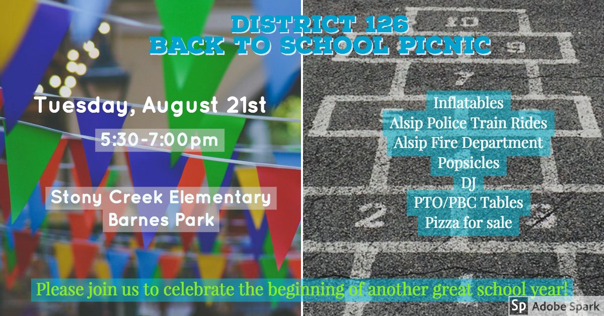dist126_pjh's tweet photo. We look forward to seeing our PJH families at the District 126 Back To School Picnic on August 21st from 5:30-7pm at Stony Creek.  #pjh126 #weare126 https://t.co/FdFmnh3j25