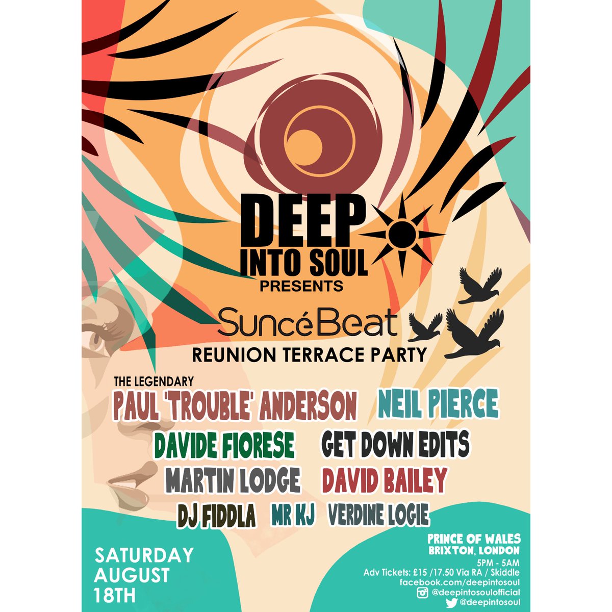 All first and second release tickets have now sold out for the Deep into Soul Suncebeat reunion Terrace party at the POW Brixton. Make sure you don’t miss out!! Tickets residentadvisor.net/events/1135460