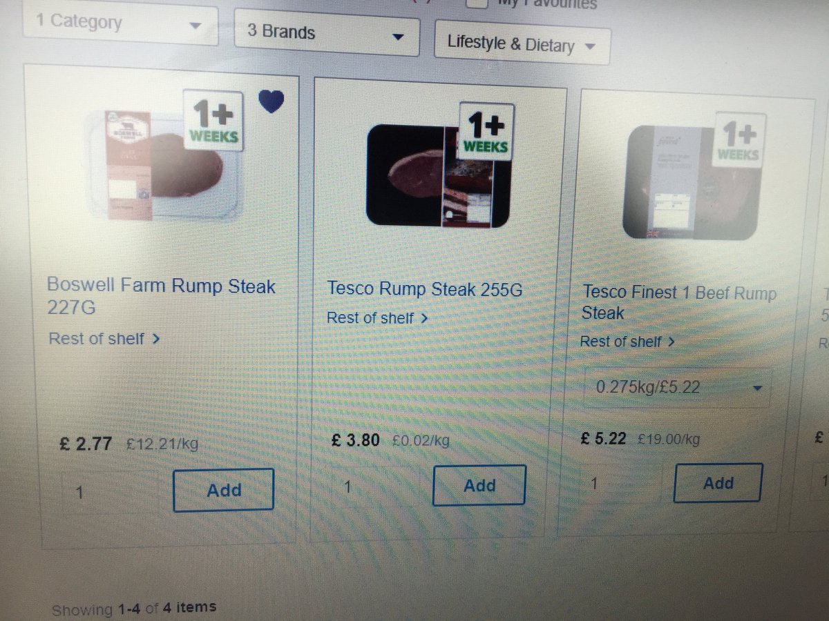 EllyDayNow's tweet photo. @Tesco Trying to compare prices but think there has been a mis-steak here. https://t.co/8tyGPYnqTf