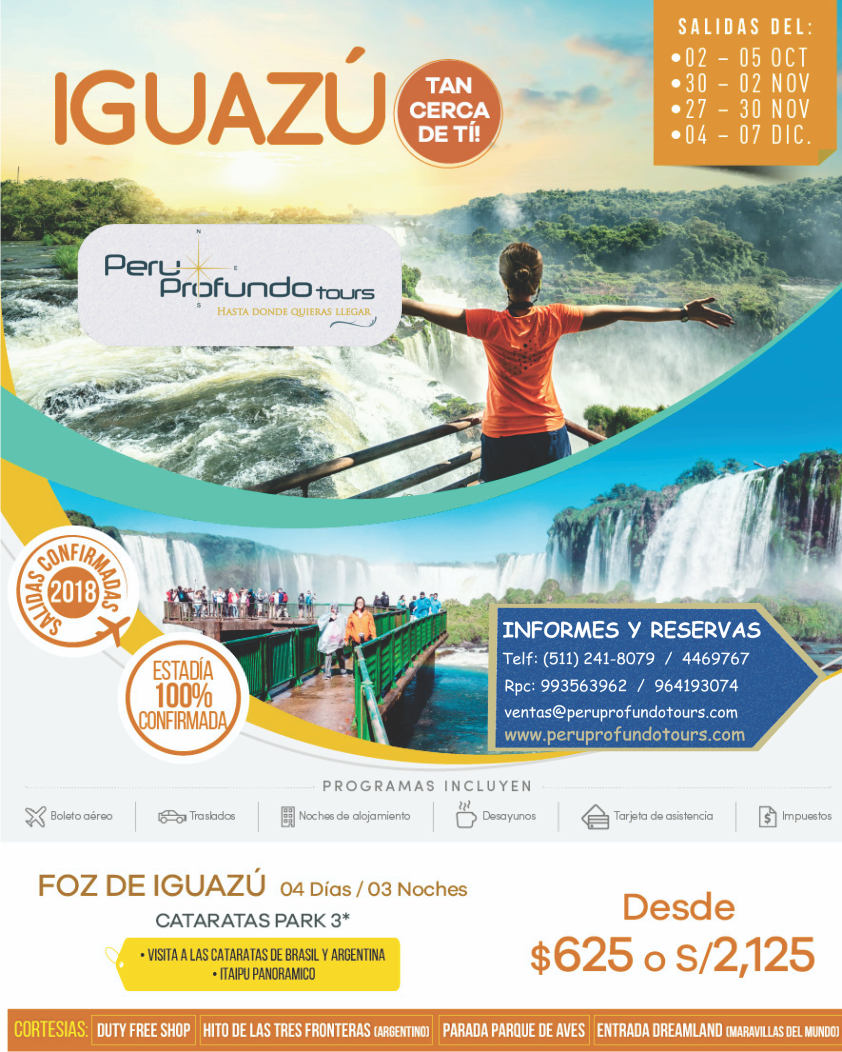 PeruprofundoT's tweet photo. Solo pienso en viajar.. entonces has tu reserva! 🌎✈️
Ubicanos: Av. Larco 101, Miraflores 🏢
Informes: (01) 2418079 o 993563962 📞
#Peruprofundotours #hastadondequierasllegar
#viajerosporelmundo #Miraflores #Peru #Iguazu https://t.co/Q6RQouEUkP