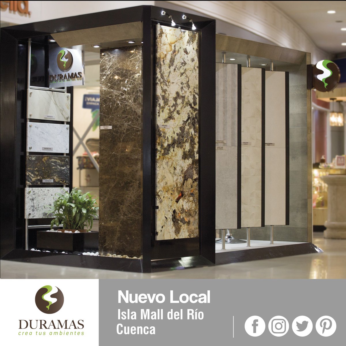 <a href="/Duramas_Ecuador/">Duramas Cia. Ltda.</a> siempre tiene sorpresas para ti: visita nuestra isla en el <a href="/MALLDELRIO/">MALL DEL RIO</a>  en Cuenca, nos encontramos en el segundo piso.
¡Estamos encantados de atenderte y asesorarte!