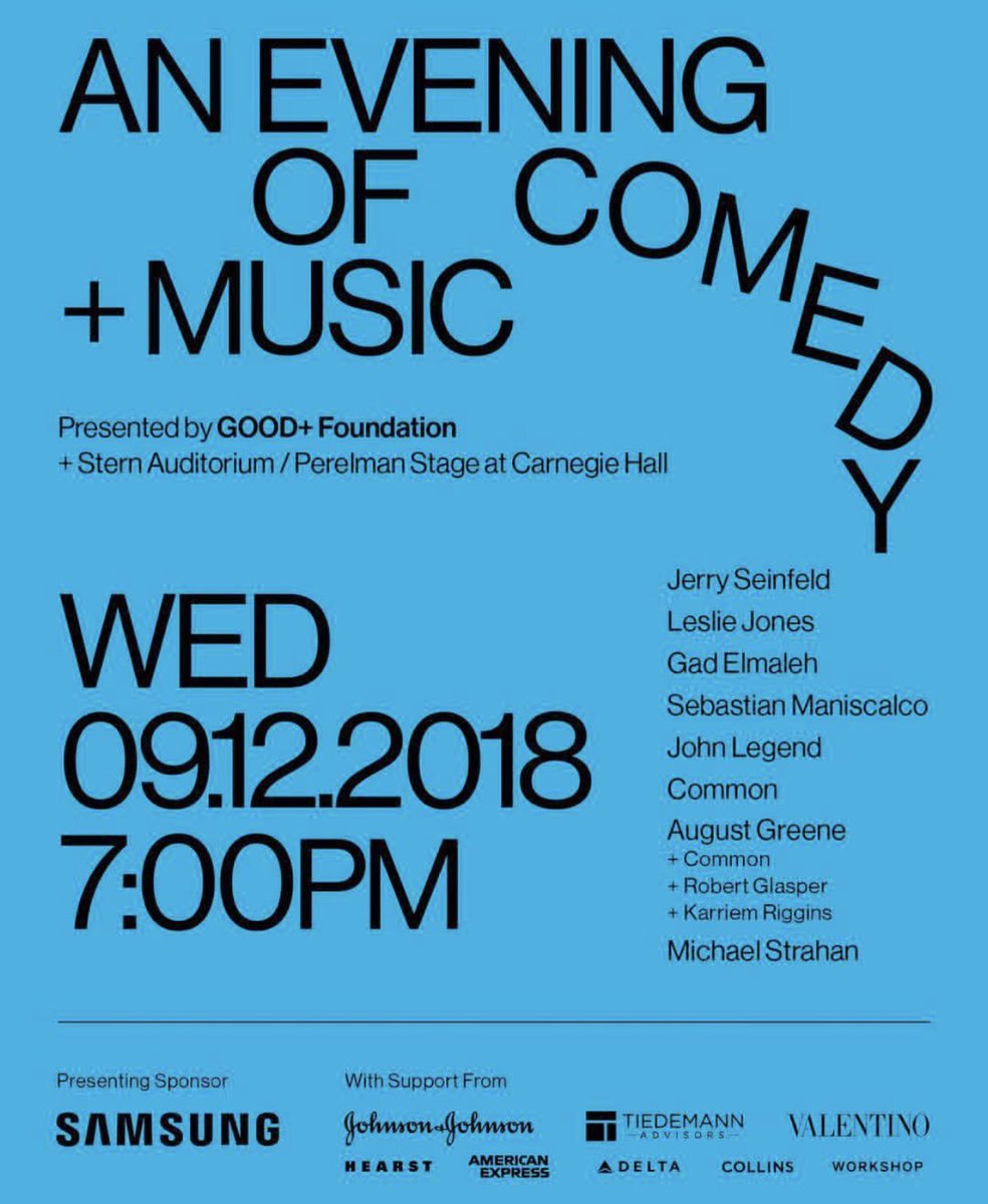 Not every year this line up comes together @GOODPlusFdn Cannot wait to see everyone #NYC !! Thanks <a href="/JessSeinfeld/">Jessica Seinfeld</a> for this dream team of comedy. Email: goodplus@eventassociatesinc.com or call (212)245-6570 or dm me for tickets!