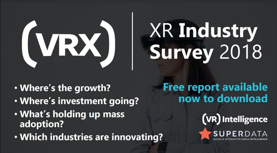 The results are in! Check out our #XR Industry Survey: ow.ly/gAtE30lj3ob 

Published with @_SuperData. See what 600 senior #VR #AR professionals from around the world are saying

#VRX2018